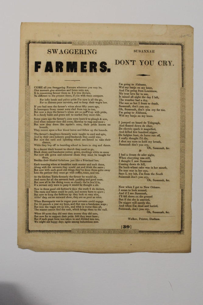 Item #10096 SWAGGERING FARMERS [and] SUSANNAH DON'T YOU CRY. Americana.