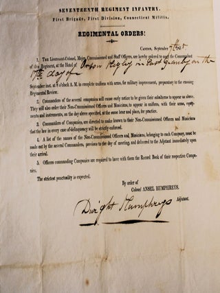 Item #12264 SEVENTEENTH REGIMENT INFANTRY. FIRST BRIGADE, FIRST DIVISION, CONNECTICUT MILITIA....