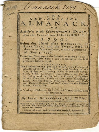 Item #13864 THE NEW-ENGLAND ALMANACK, OR, LADY'S AND GENTLEMEN'S DIARY, FOR THE YEAR OF OUR LORD...