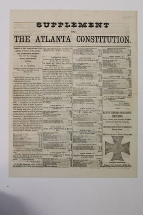 Item #16168 SUPPLEMENT TO THE ATLANTA CONSTITUTION. REPORT OF THE ANALYSES AND ESTIMATION OF...