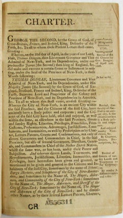 THE CHARTER OF THE CITY OF NEW-YORK. JOHN MONTGOMERIE, ESQ. GOVERNOR.