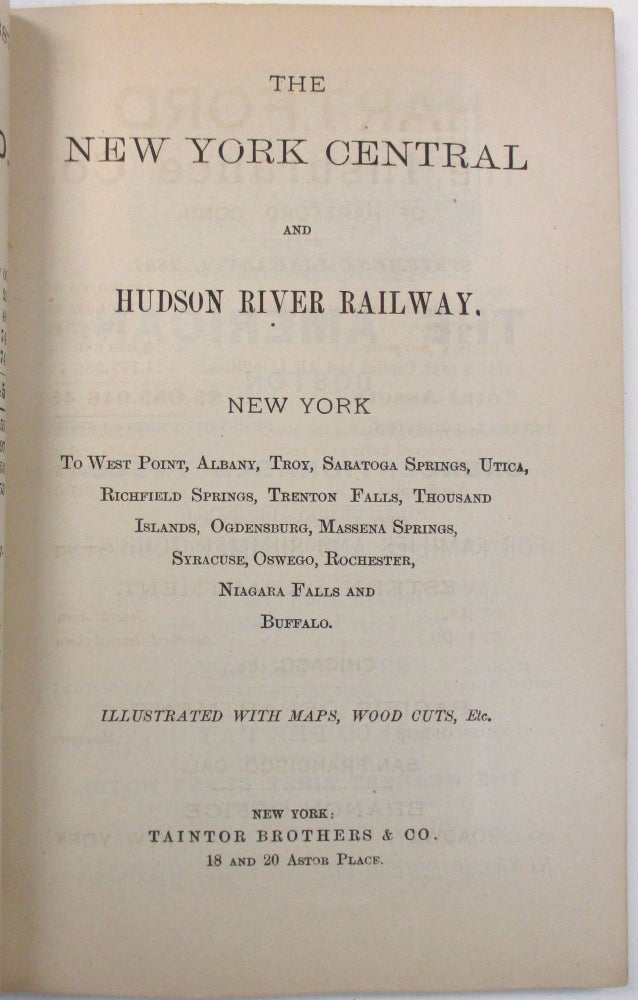 Item #16325 THE NEW YORK CENTRAL AND HUDSON RIVER RAILWAY. NEW YORK TO WEST POINT, ALBANY, TROY, SARATOGA SPRINGS...NIAGARA FALLS AND BUFFALO. ILLUSTRATED WITH MAPS, WOOD CUTS, ETC. Charles Newhall Taintor.