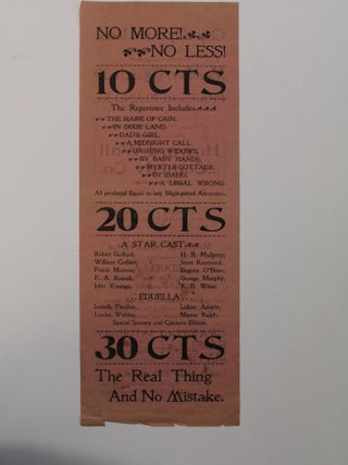 CITY OPERA HOUSE. ONE SOLID WEEK, COMMENCING MONDAY, MARCH 30. PRICES, 10, 20 AND 30c. THE RECOGNIZED LEADERS OF ALL POPULAR PRICED AMUSEMENTS. HOWARD WALL...COMEDY CO. DIRECTION OF JOHN YOUNGS. UP TO DATE IN EVERYTHING, A COMPLETE NEW REPERTOIRE OF PLAYS OF ABSORBING INTEREST. A THOROUGH COMPETENT COMPANY IN EVERY RESPECT INCLUDING THE TALENTED CHILD ACTOR MASTER RALPH AND THE TALENTED COMEDIENNE, ...EDULLA. ALL THE LATEST NOVELTIES, NEW SPECIALTIES, NEW SONGS. WE AIM TO PLEASE AND ALWAYS HIT. OUR REPERTOIRE UNSURPASSED IN ALL THAT APPEALS TO POPULAR TASTE, EMODYING THE BEST ELEMENTS OF COMEDY AND PATHOS...A STAR CAST: ROBERT GAILLARD, WILLIAM CORBETT, FRANK MONROE, F.A. RUSSELL, JOHN YOUNGS, H.B. MULLANEY, SCOTT RAYMONG, EUGENE O'BRIEN, GEORGE MURPHY, R.B. WILEY,...EDUELLA...ISABELLE FLETCHER, LOUISE WEBBER, LILLIAN ADAMS, MASTER RALPH...
