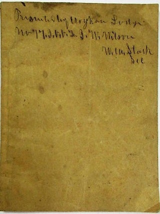 Item #18201 CONSTITUTION AND BY-LAWS, OF CROGHAN LODGE, NO. 77, OF THE INDEPENDENT ORDER OF...