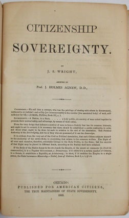 Item #18567 CITIZENSHIP SOVEREIGNTY. BY... ASSISTED BY J. HOLMES AGNEW, D.D. J. S. Wright