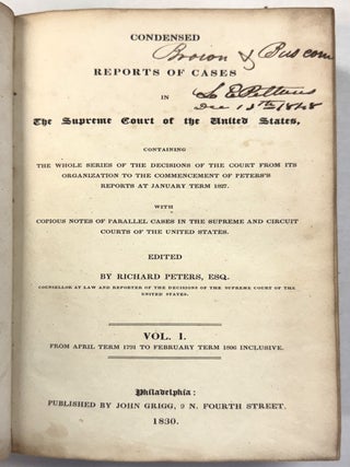 Item #18705 CONDENSED REPORTS OF CASES IN THE SUPREME COURT OF THE UNITED STATES, CONTAINING THE...