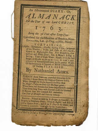 Item #21383 AN ASTRONOMICAL DIARY: OR, ALMANACK FOR THE YEAR OF OUR LORD CHRIST, 1763. Nathaniel...