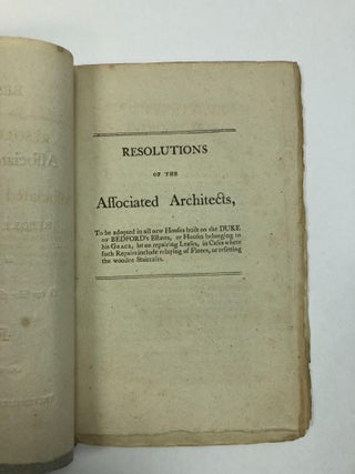 RESOLUTIONS OF THE ASSOCIATED ARCHITECTS; WITH THE REPORT OF A COMMITTEE BY THEM APPOINTED TO CONSIDER THE CAUSES OF THE FREQUENT FIRES AND THE BEST MEANS OF PREVENTING THE LIKE IN THE FUTURE.