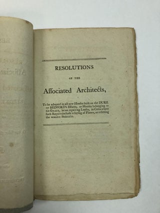 RESOLUTIONS OF THE ASSOCIATED ARCHITECTS; WITH THE REPORT OF A COMMITTEE BY THEM APPOINTED TO CONSIDER THE CAUSES OF THE FREQUENT FIRES AND THE BEST MEANS OF PREVENTING THE LIKE IN THE FUTURE.