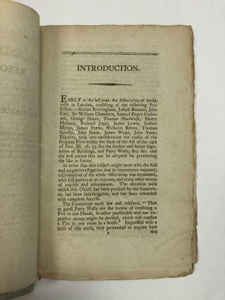 RESOLUTIONS OF THE ASSOCIATED ARCHITECTS; WITH THE REPORT OF A COMMITTEE BY THEM APPOINTED TO CONSIDER THE CAUSES OF THE FREQUENT FIRES AND THE BEST MEANS OF PREVENTING THE LIKE IN THE FUTURE.