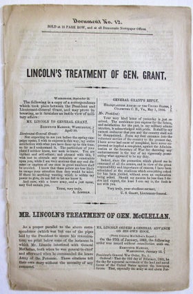 Item #23084 LINCOLN'S TREATMENT OF GEN. GRANT. Abraham Lincoln