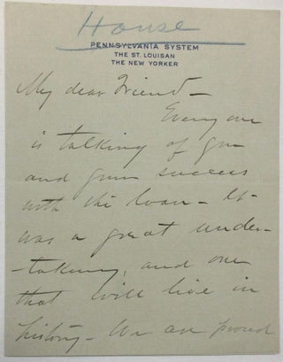 Item #23292 AUTOGRAPH LETTER SIGNED, OCTOBER 29, 1917, TREASURY SECRETARY WILLIAM McADOO: "MY...