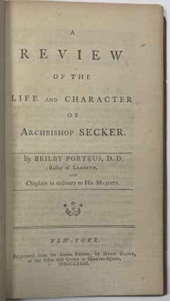 Item #23937 A REVIEW OF THE LIFE AND CHARACTER OF ARCHBISHOP SECKER. Beilby Porteus