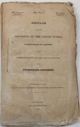 Item #24340 MESSAGE FROM THE PRESIDENT OF THE UNITED STATES, TO BOTH HOUSES OF CONGRESS, AT THE...