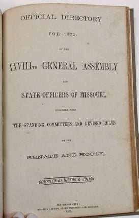 BIOGRAPHICAL SKETCHES IN BRIEF OF THE MEMBERS AND OFFICERS OF THE XXVIIITH GENERAL ASSEMBLY OF MISSOURI. BY T.Y. REYNOLDS.