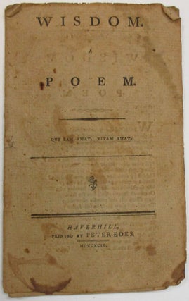 Item #26694 WISDOM, A POEM. Edward Wilkinson