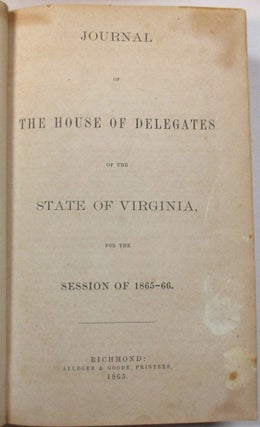 Item #27253 JOURNAL OF THE HOUSE OF DELEGATES OF THE STATE OF VIRGINIA, FOR THE SESSION OF...