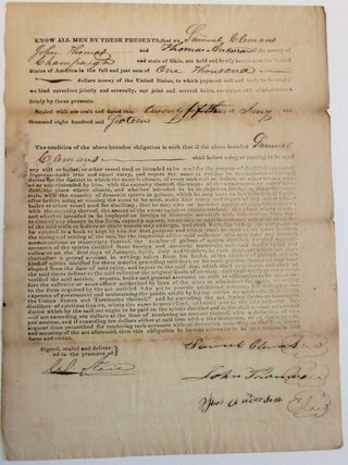Item #27321 KNOW ALL MEN BY THESE PRESENTS, THAT WE SAMUEL CLEMANS JOHN THOMAS AND THOMAS...