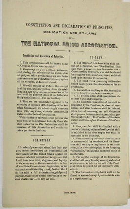 CONSTITUTION AND DECLARATION OF PRINCIPLES, OBLIGATION AND BY-LAWS OF THE NATIONAL UNION ASSOCIATION.