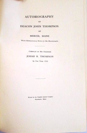 Item #27995 MANUSCRIPT AUTOBIOGRAPHY, CA. 1800-1820. John Thompson