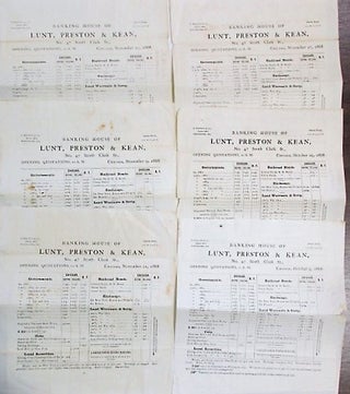 A COLLECTION OF ELEVEN CHICAGO DAILY FINANCIAL SHEETS FROM BANKING HOUSES, 1868.