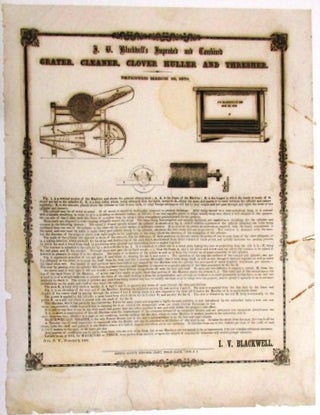 I.V. BLACKWELL'S IMPROVED AND COMBINED GRATER, CLEANER, CLOVER HULLER AND THRESHER. PATENTED MARCH 30, 1858.