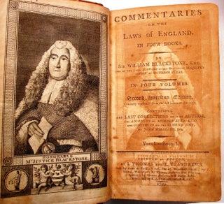 Item #28415 COMMENTARIES ON THE LAWS OF ENGLAND. IN FOUR BOOKS. BY SIR WILLIAM BLACKSTONE, KNT.,...