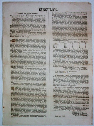 Item #29548 CIRCULAR. TOWN OF NEWBURGH. AT A MEETING OF THE DEMOCRATIC REPUBLICANS OF THE TOWN OF...
