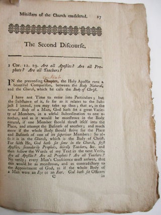 SOME DISTINGUISHING CHARACTERS OF THE EXTRAORDINARY AND ORDINARY MINISTERS OF THE CHURCH OF CHRIST, BRIEFLY CONSIDERED, IN TWO DISCOURSES DELIVERED AT THE PUBLICK LECTURES, IN HARVARD-COLLEGE, NOVEMBER 12TH AND 19TH. 1754. AFTER THE REVEREND MR. WHITEFIELD'S PREACHING AT CAMBRIDGE.