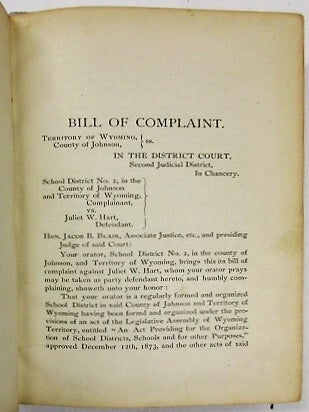 Item #30579 SCHOOL DISTRICT NO. 2, IN THE COUNTY OF JOHNSON AND TERRITORY OF WYOMING,...