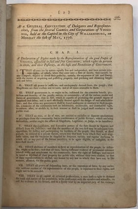 A COLLECTION OF ALL SUCH ACTS OF THE GENERAL ASSEMBLY, OF VIRGINIA, OF A PUBLIC AND PERMANENT NATURE, AS ARE NOW IN FORCE; WITH A TABLE OF THE PRINCIPAL MATTERS. TO WHICH ARE PREFIXED THE DECLARATION OF RIGHTS, AND CONSTITUTION, OR FORM OF GOVERNMENT.