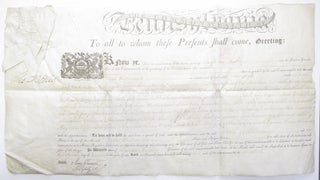 Item #30931 PARTIALLY PRINTED PENNSYLVANIA LAND PATENT, COMPLETED IN MANUSCRIPT, FOR A TRACT OF...