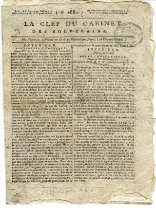 Item #30946 FOUR ISSUES OF LA CLEF DU CABINET DES SOUVERAINS. DU VENDREDI 7 NIVOSE AN 13 DE LA...