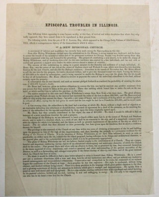 Item #31784 EPISCOPAL TROUBLES IN ILLINOIS. THE FOLLOWING LETTERS APPEARING TO SOME LAYMEN...