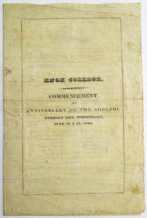 Item #31892 KNOX COLLEGE. COMMENCEMENT, AND ANNIVERSARY OF THE ADELPHI, TUESDAY AND WEDNESDAY,...