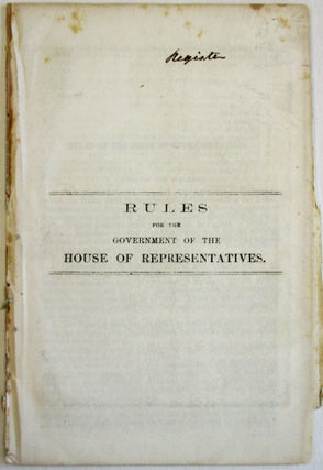 Item #32067 RULES FOR THE GOVERNMENT OF THE HOUSE OF REPRESENTATIVES. Iowa