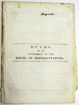 Item #32067 RULES FOR THE GOVERNMENT OF THE HOUSE OF REPRESENTATIVES. Iowa