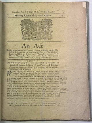 Item #32328 NINE SEPARATE IMPRINTS, BOUND TOGETHER: ACTS PASSED BY THE GREAT AND GENERAL COURT OR...