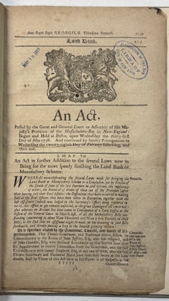 NINE SEPARATE IMPRINTS, BOUND TOGETHER: ACTS PASSED BY THE GREAT AND GENERAL COURT OR ASSEMBLY OF HIS MAJESTY'S PROVINCE OF THE MASSACHUSETTS - BAY IN NEW ENGLAND. 1758-1761.