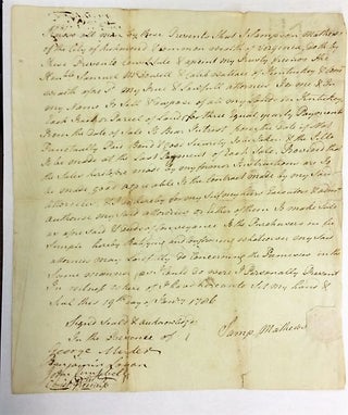 Item #32355 POWER OF ATTORNEY OF SAMPSON MATHEWS OF RICHMOND, VIRGINIA, SIGNED AND DATED JANUARY...