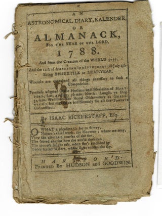Item #32386 AN ASTRONOMICAL DIARY, KALENDER, OR ALMANACK, FOR THE YEAR OF OUR LORD, 1788....