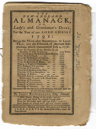 Item #32660 THE NEW-ENGLAND ALMANACK, OR LADY'S AND GENTLEMAN'S DIARY, FOR THE YEAR OF OUR LORD...