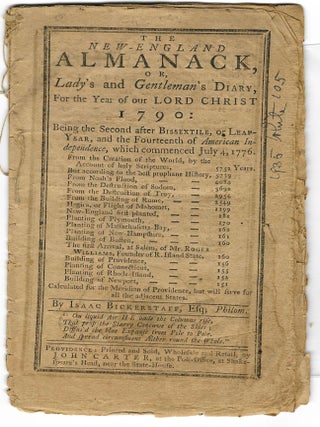 Item #32661 THE NEW-ENGLAND ALMANACK, OR LADY'S AND GENTLEMAN'S DIARY, FOR THE YEAR OF OUR LORD...