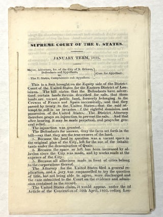 Item #32746 SUPREME COURT OF THE U. STATES. JANUARY TERM, 1833./ MAYOR, ALDERMEN, &C. OF THE CITY...