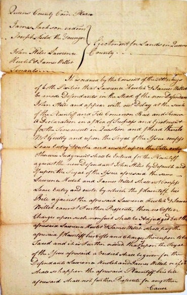 Item #32782 COLLECTION OF FIFTY MANUSCRIPT LEGAL DOCUMENTS FROM THE COURT OF COMMON PLEAS, SUPREME COURT AND COURT OF SPECIAL SESSIONS, OF QUEENS COUNTY, LONG ISLAND, NEW YORK, DATED 1798 TO 1843. New York.