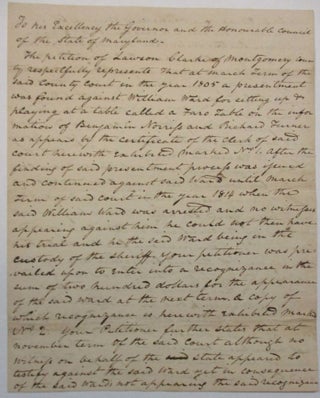 Item #33019 AUTOGRAPH DOCUMENT SIGNED, 7 MAY 1815, AS CHIEF JUSTICE OF THE MARYLAND COURT OF...