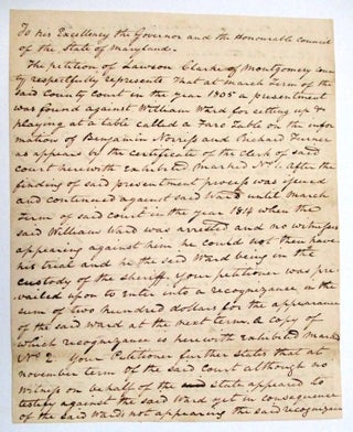 Item #33019 AUTOGRAPH DOCUMENT SIGNED, 7 MAY 1815, AS CHIEF JUSTICE OF THE MARYLAND COURT OF...