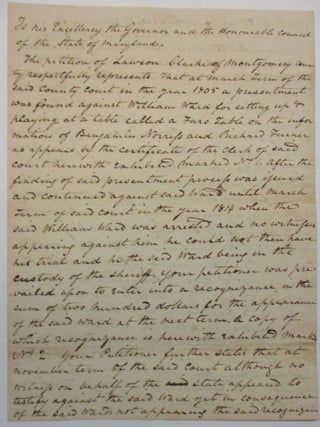 AUTOGRAPH DOCUMENT SIGNED, 7 MAY 1815, AS CHIEF JUSTICE OF THE MARYLAND COURT OF APPEALS.