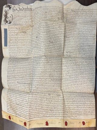 Item #33237 VELLUM INDENTURE DATED OCTOBER 9, 1735, FOR JOSEPH LODGE AND HIS WIFE ELIZABETH;...