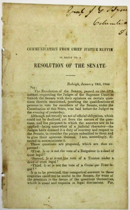 Item #33325 COMMUNICATION FROM CHIEF JUSTICE RUFFIN IN REPLY TO A RESOLUTION OF THE SENATE....